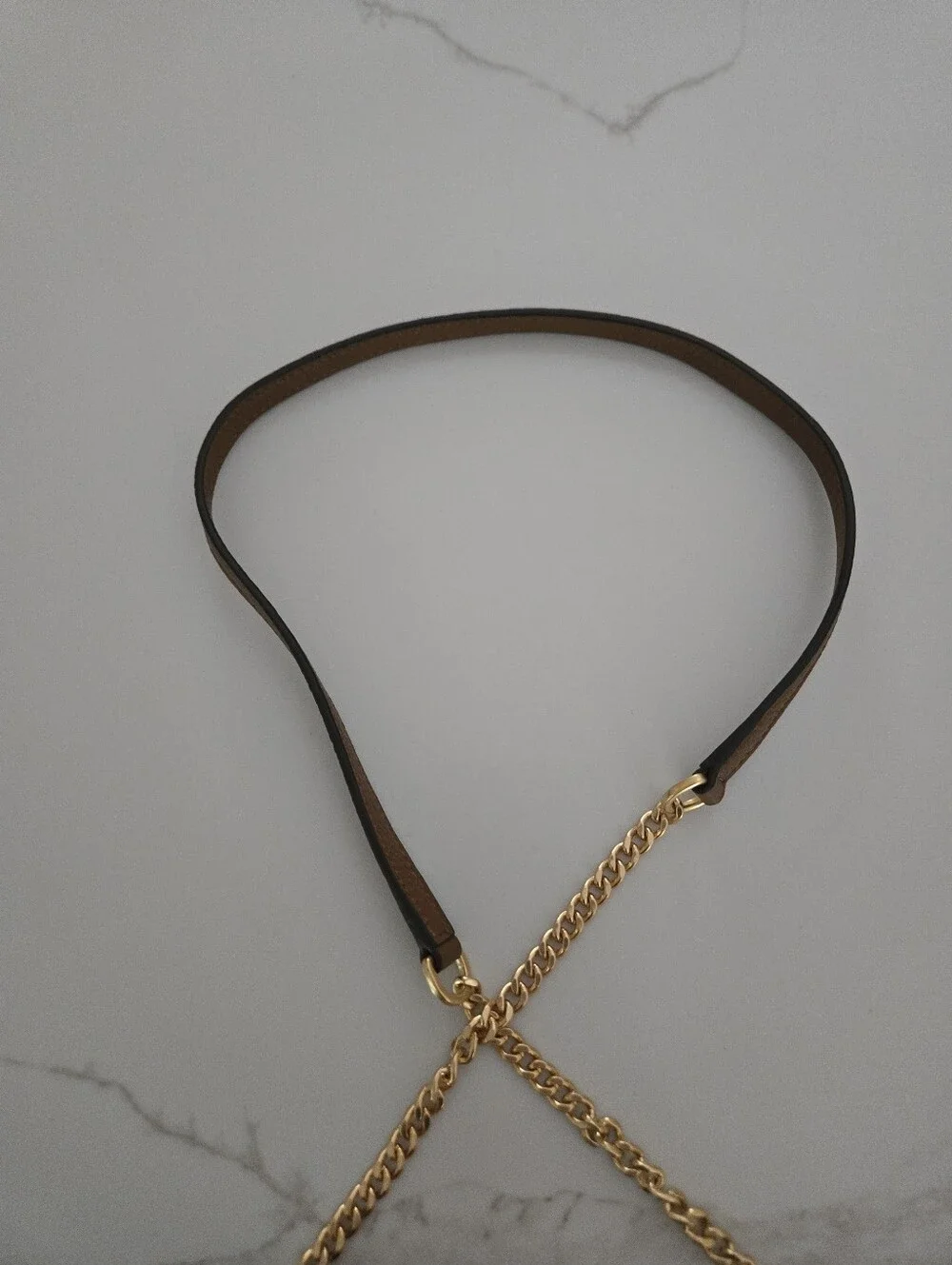 Tory Burch Brown Leather Crossbody with Gold Logo